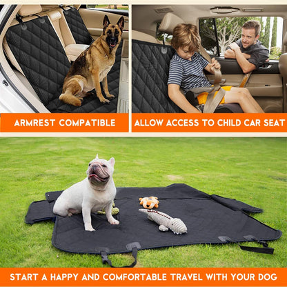 Waterproof Dog Car Seat Cover for Back Seat, Non Slip Pet Seat Protector Fits Cars Trucks SUVs with Middle Armrest Access, Black