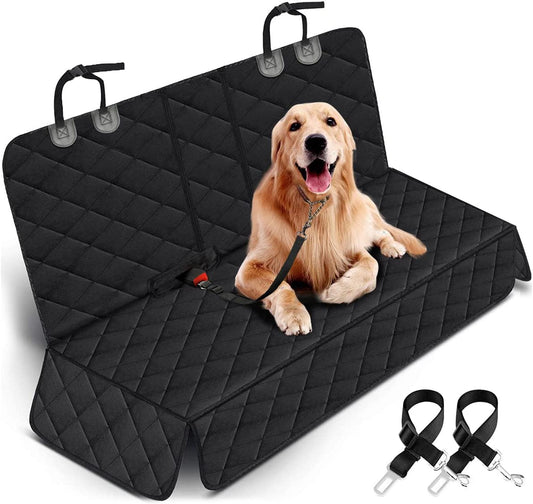 Waterproof Dog Car Seat Cover for Back Seat, Non Slip Pet Seat Protector Fits Cars Trucks SUVs with Middle Armrest Access, Black